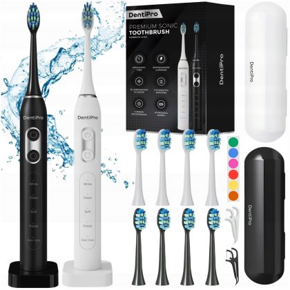 Zestaw 2x Szczoteczka Soniczna do Zębów + Etui + 8 Końcówek - Elektryczna