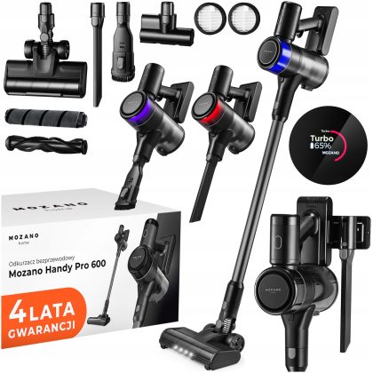 ODKURZACZ BEZPRZEWODOWY PIONOWY RĘCZNY 15w1 LED HANDY PRO 600 2 FILTRY